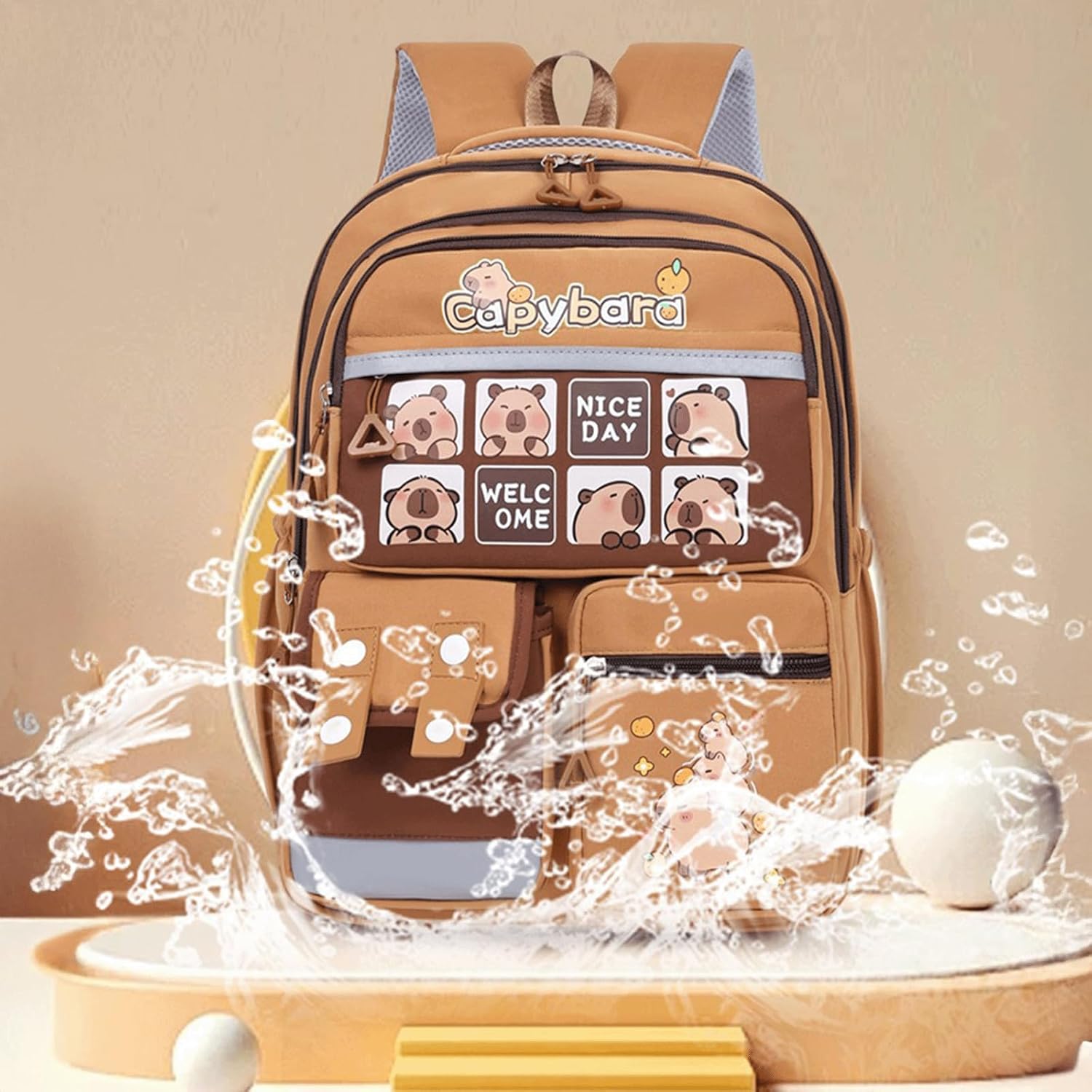 Capybara Backpack Capibara Bag Capivara Backpack Cute Kapibara Bag Capy Bara Cappy Barra Daypack(Capybara-4)