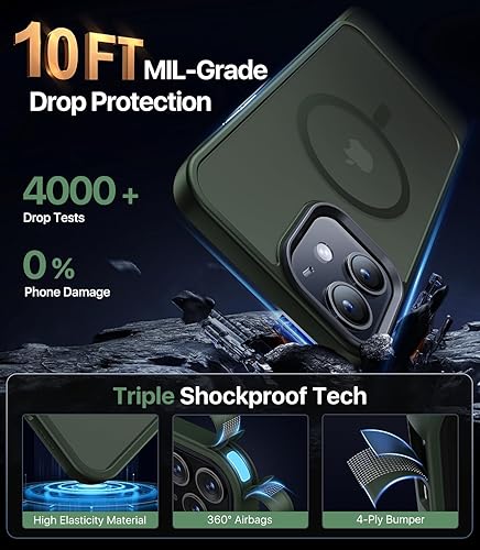 Miniatura 4 de Funda magnética para iPhone 12/iPhone 12 Pro [compatible con Magsafe] [protección contra caídas de grado militar] Funda protectora a prueba de Verde