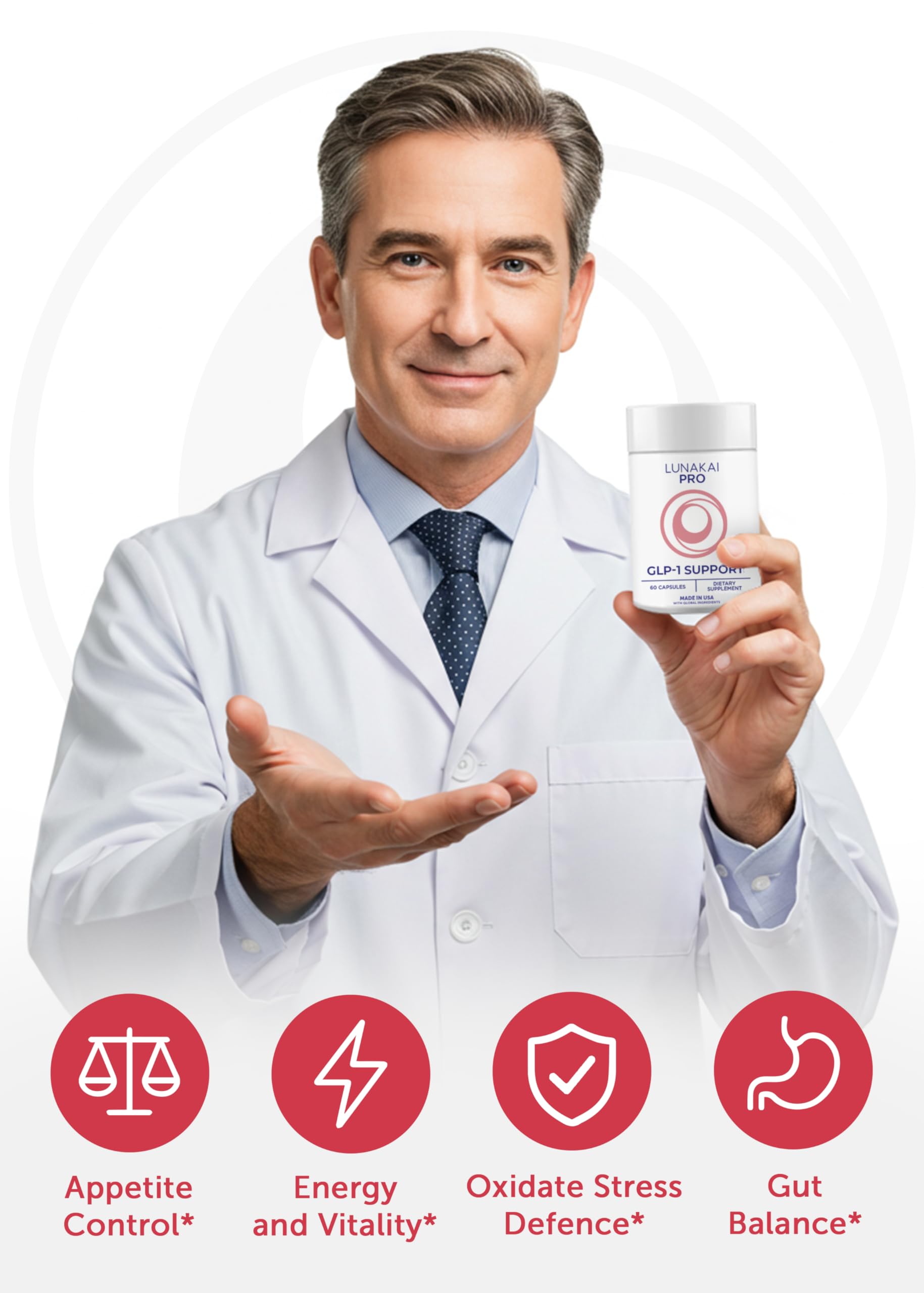 Lunakai USA Made GLP-1 Supplement - Natural GLP 1 Support with Probiotics & Resveratrol – Supports Weight Management, Cravings & Metabolism, 60ct — Amazon image 8