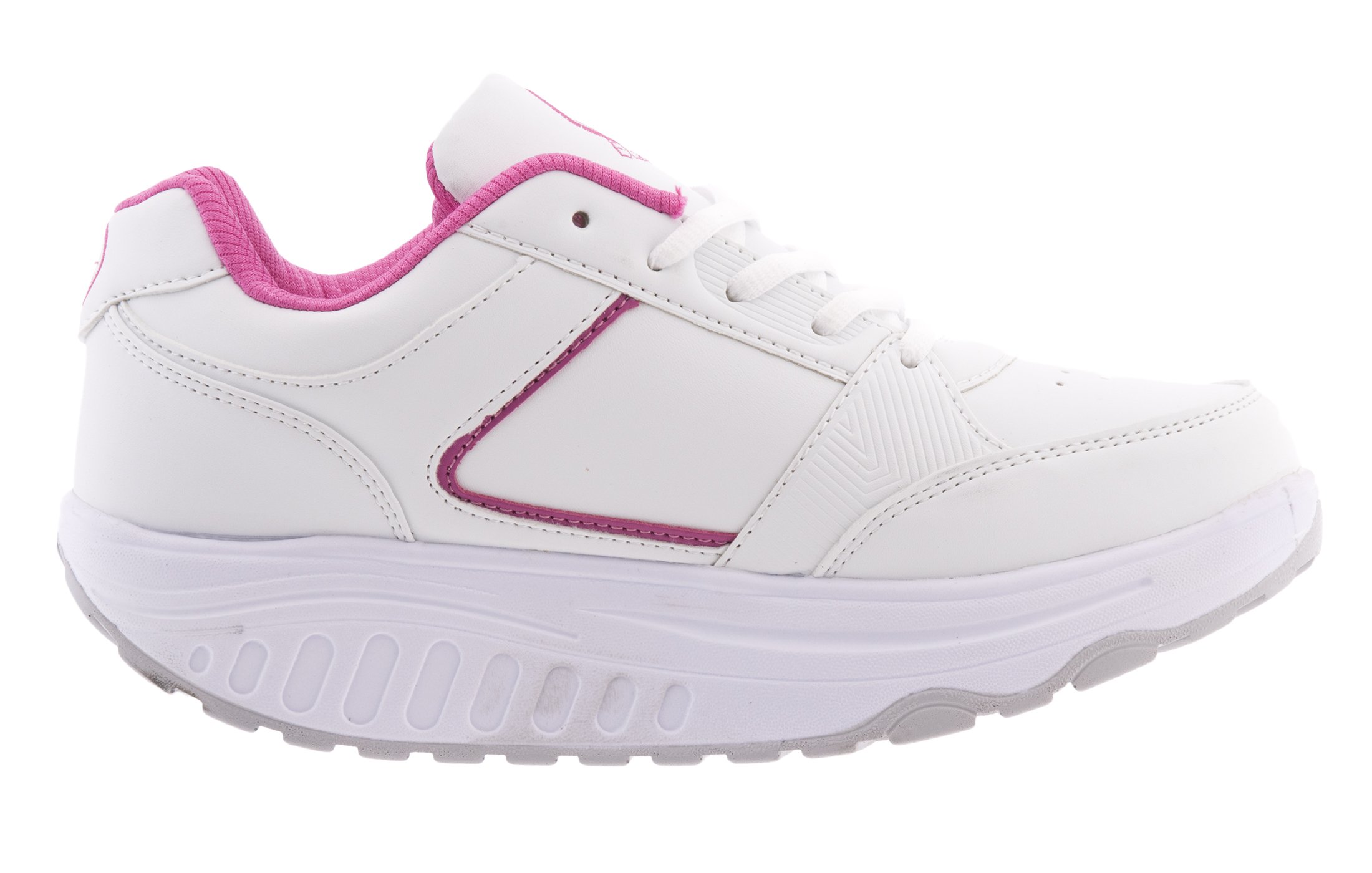 EGLEMTEK Scarpe RASSODA Glutei Benessere Dimagranti Sportive Fitness BASCULAN TM (Bianco Fuxia(New), Num 36)