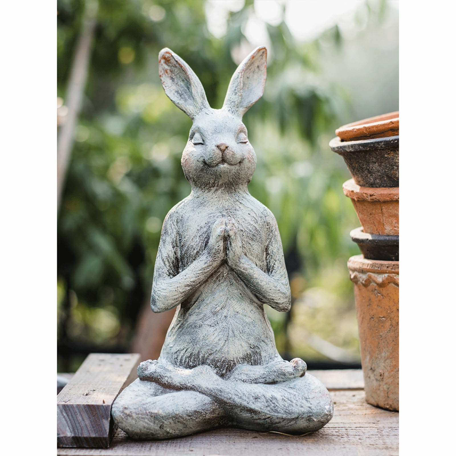 Statue da giardino per resina all'aperto yoga coniglio statua decorazione domestica scultura per studio e scrivania coppie uniche in regalo movimento 846 g regali da giardino
