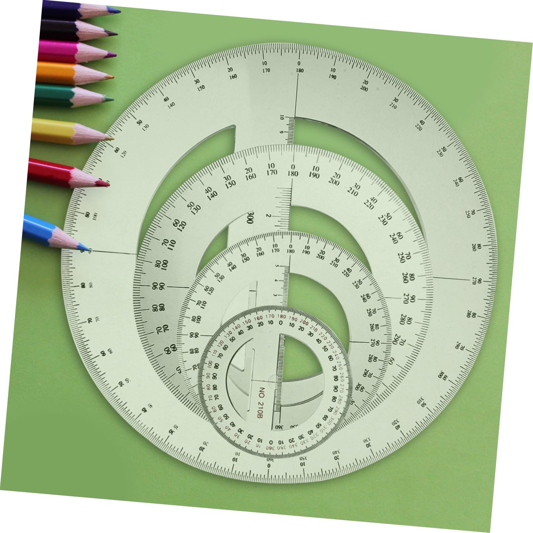 HOMSFOU 4piezas Transportadores de Grados Transparentes Herramienta de Medición para Matemáticas y Dibujo para Uso Escolar y Oficina