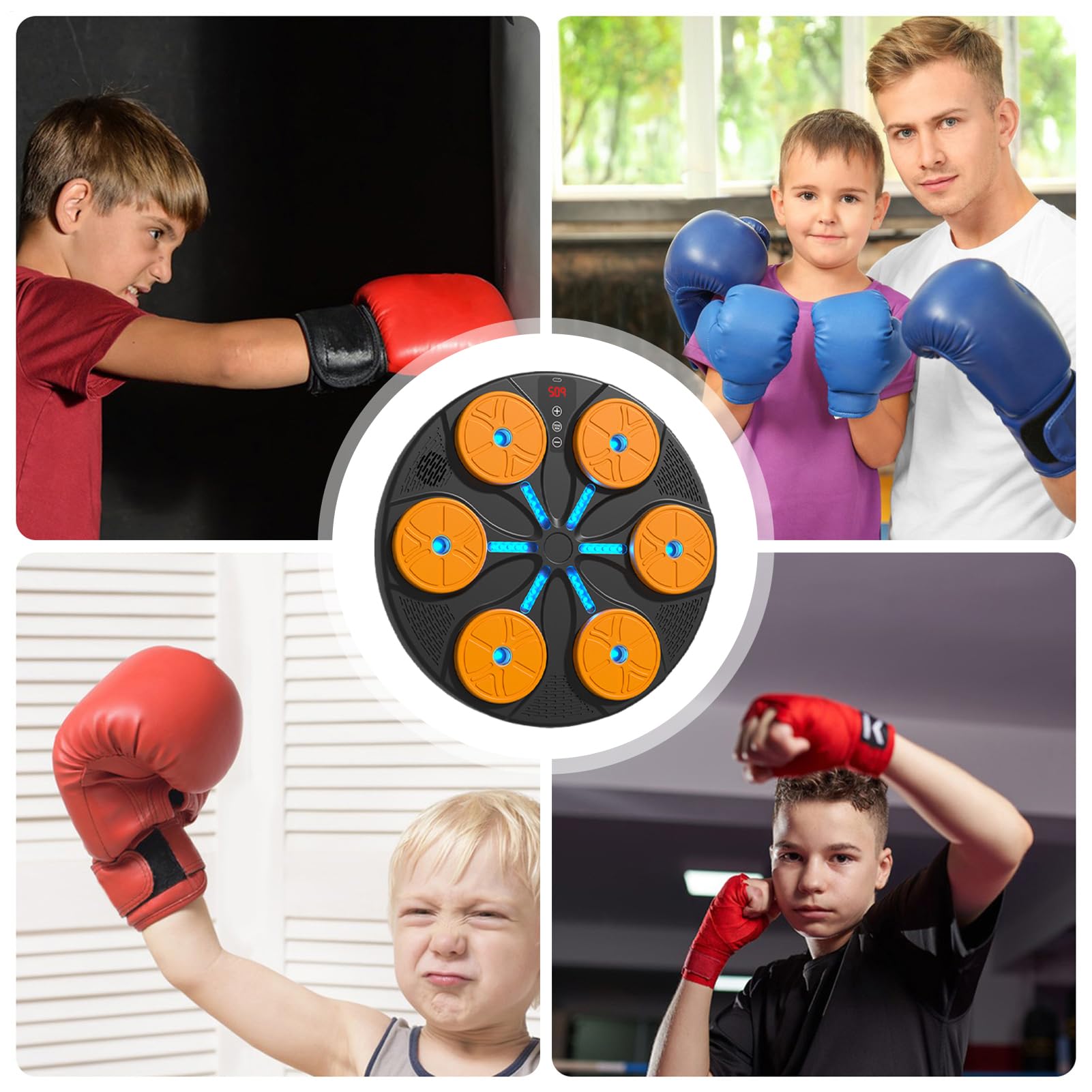 Máquina De Boxeo Musical Inteligente Entrenador Interactivo de Objetivos | Con Iluminación RGB, De Pared Y Música Para Hombres Y Mujeres Oficina Gimnasio Entrenamiento Fitness Interior