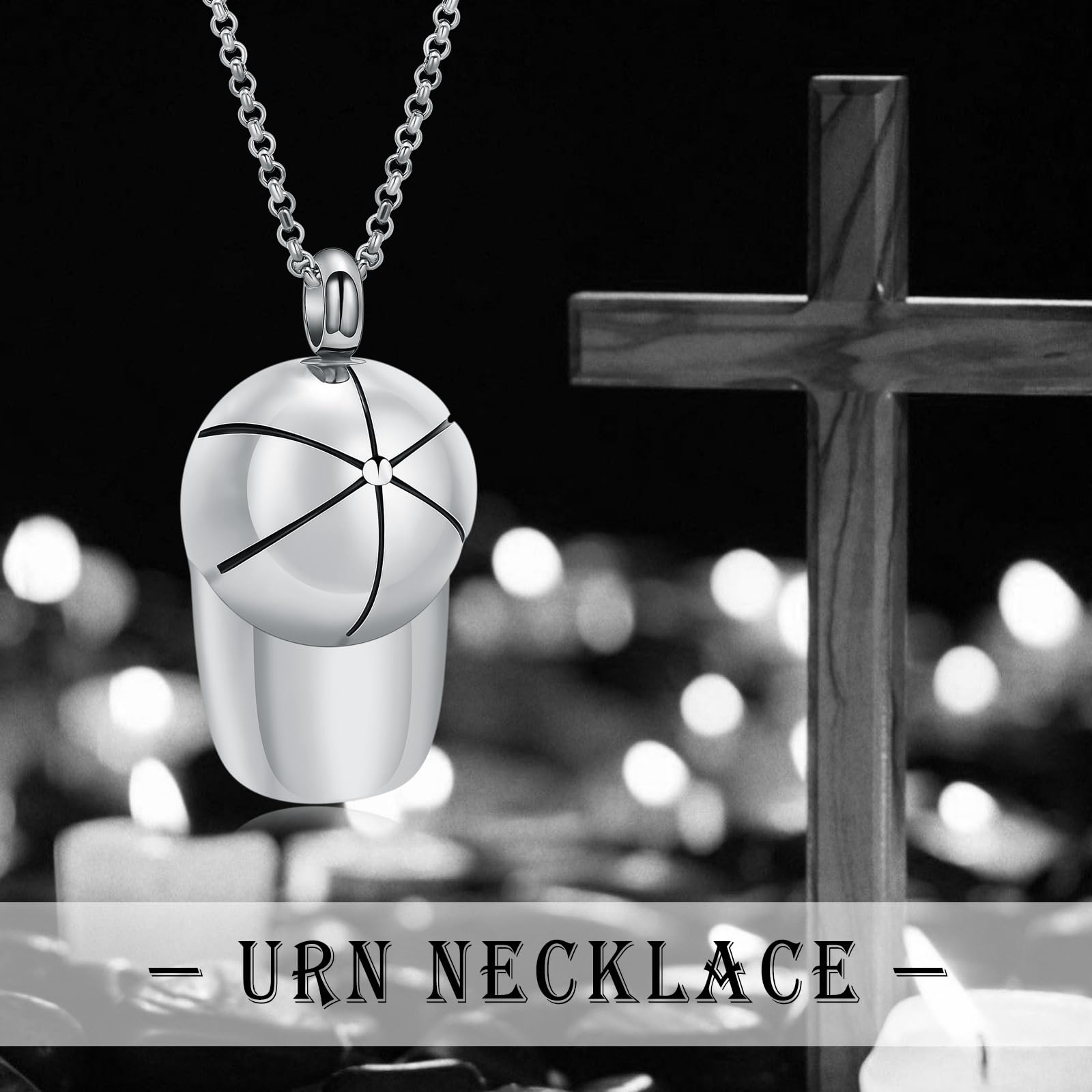 QGJNSGC Hat Cremation Jewellry Baseball Cap Urn Necklace for Ashes for Human Ashes Memorial Urn Necklaces Keepsake Holder - Image 3