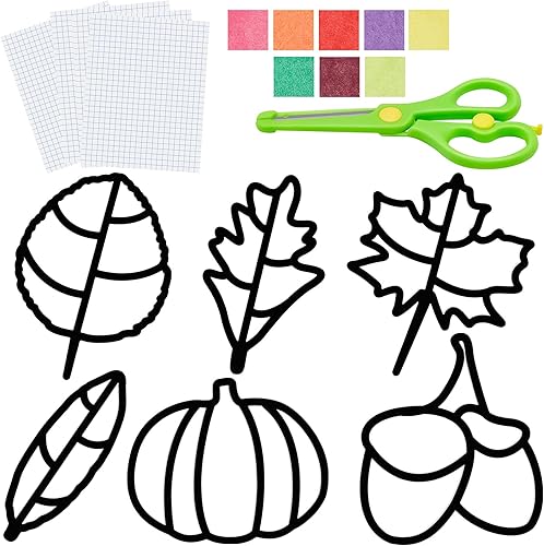 Miniatura 6 de Containlol 12 piezas de hojas de otoño extra grandes de Acción de Gracias para manualidades, kit de atrapasoles de tela, 800 cuadrados de papel de