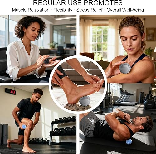 Miniatura 5 de HODEMI Juego de bolas de masaje, texturizadas, puntiagudas, bola de lacrosse para masaje muscular de tejido profundo, liberación miofascial, puntos