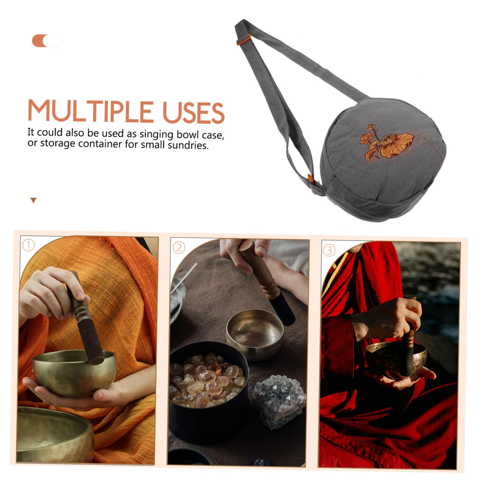 Estuche para Cuencos Cantores de Algodón Cremallera Antipolvo