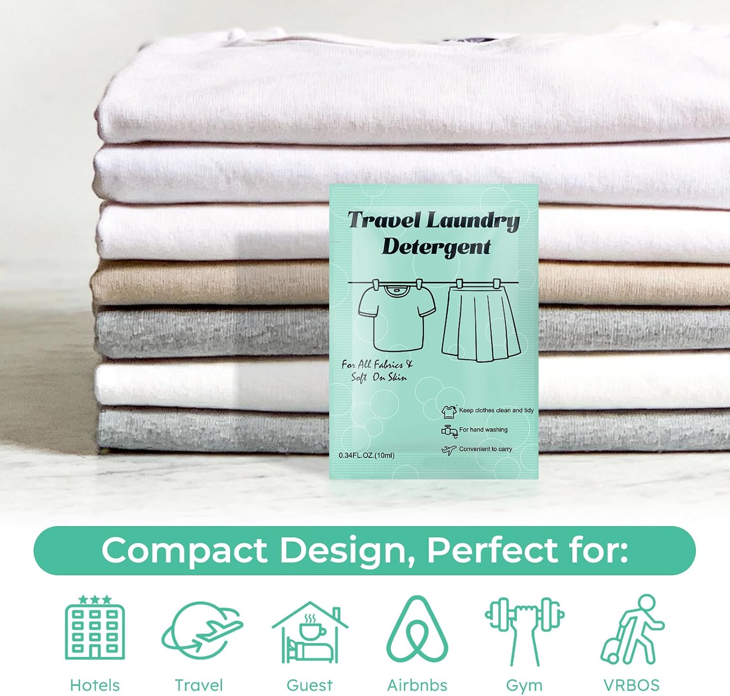 50 Pack Travel Size Laundry Detergent Bulk, Liquid Laundry Soap Unscented image 4