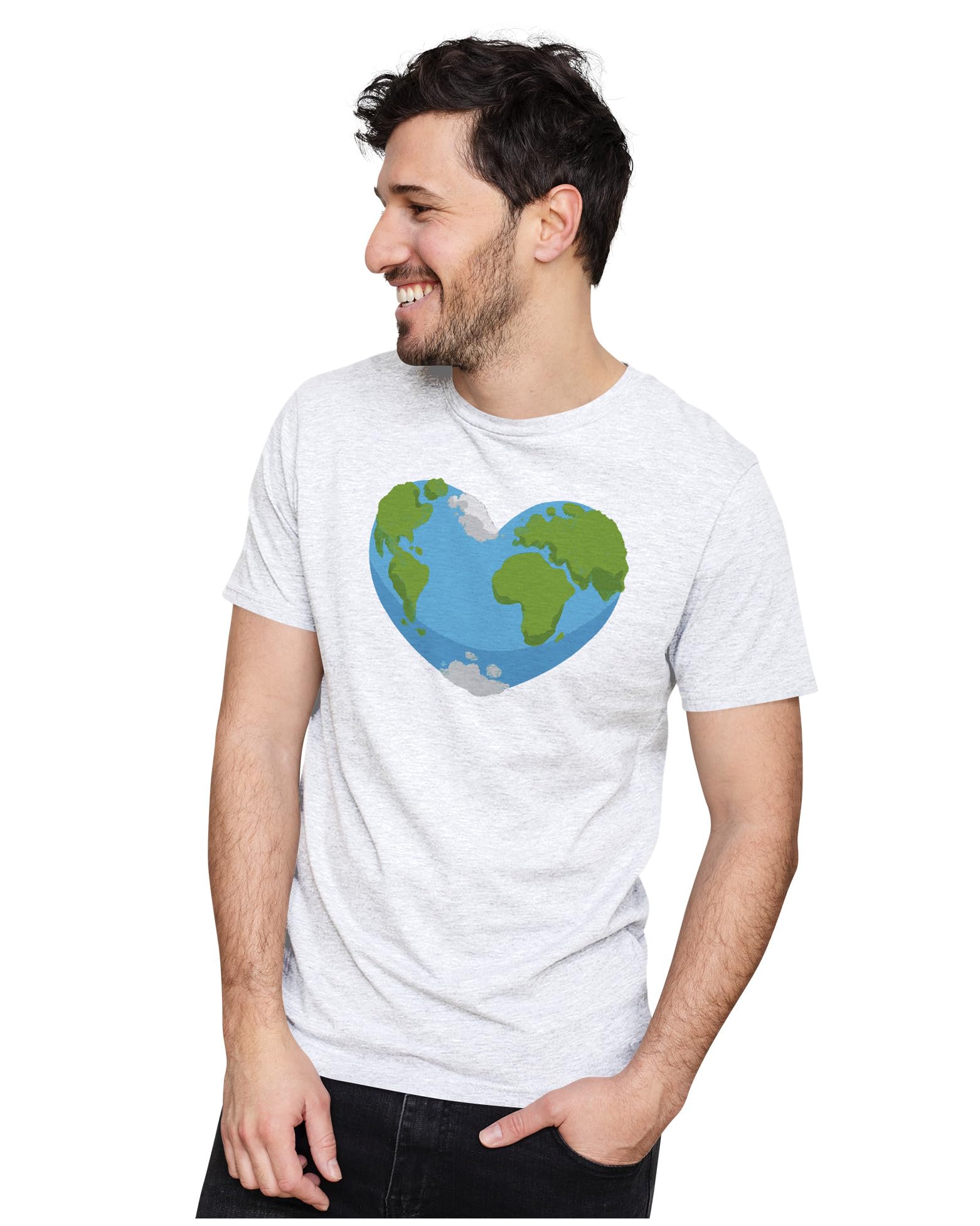 Heybroh Men's & Women's Regular Fit T-Shirt Cozy Heart Shaped Earth 100% Cotton Unisex T-Shirt