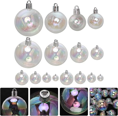 Miniatura 9 de Garneck 72 adornos de bola iridiscente de Navidad, bolas de plástico rellenables, bolas colgantes inastillables, árbol de Navidad, vacaciones, boda,