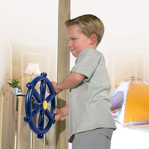 Miniatura 7 de RedSwing Rueda de barco pirata 2.0, accesorios para volante Swingset, accesorios para patio trasero al aire libre, color azul