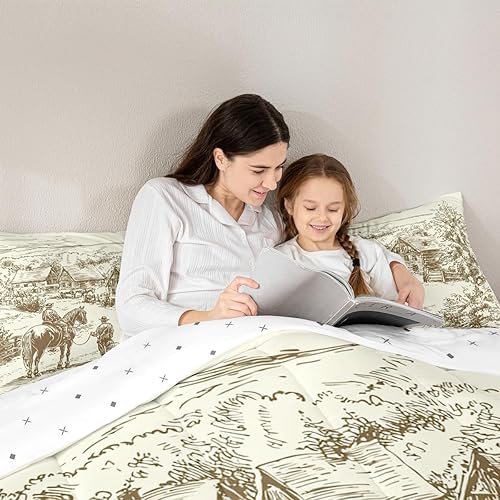 Miniatura 6 de Erosebridal Juego de edredón vintage occidental, tamaño King, ropa de cama de vaquero para niños y hombres, juego de ropa de cama de vaquero