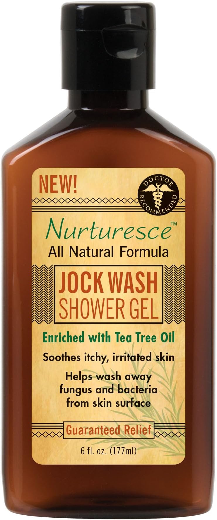PediFix Nurturesce Jock Wash Shower Gel, 6 Fluid Ounce - Tea Tree Oil Enriched, Anti-Fungal, Soothes Itchy Irritated Skin, Natural Body Wash (Packaging May Vary)