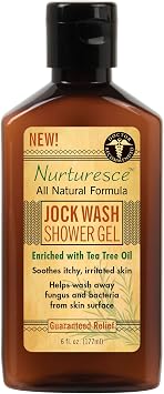 PediFix Nurturesce Jock Wash Shower Gel, 6 Fluid Ounce - Tea Tree Oil Enriched, Anti-Fungal, Soothes Itchy Irritated Skin, Natural Body Wash Packaging May Vary