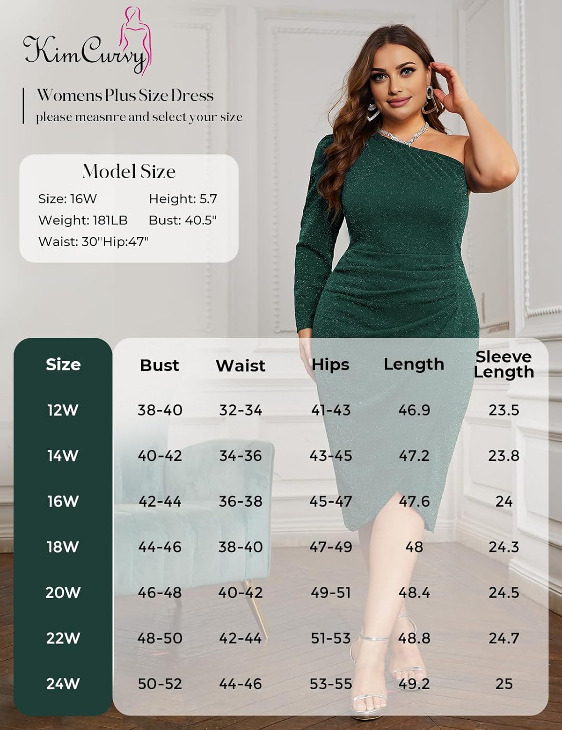 KIMCURVY Women Plus Size Cocktail Dress, Homecoming Wedding Dresses, Formal One Shoulder Sparkly Sequin Party, Ruched Bodycon - Image 6