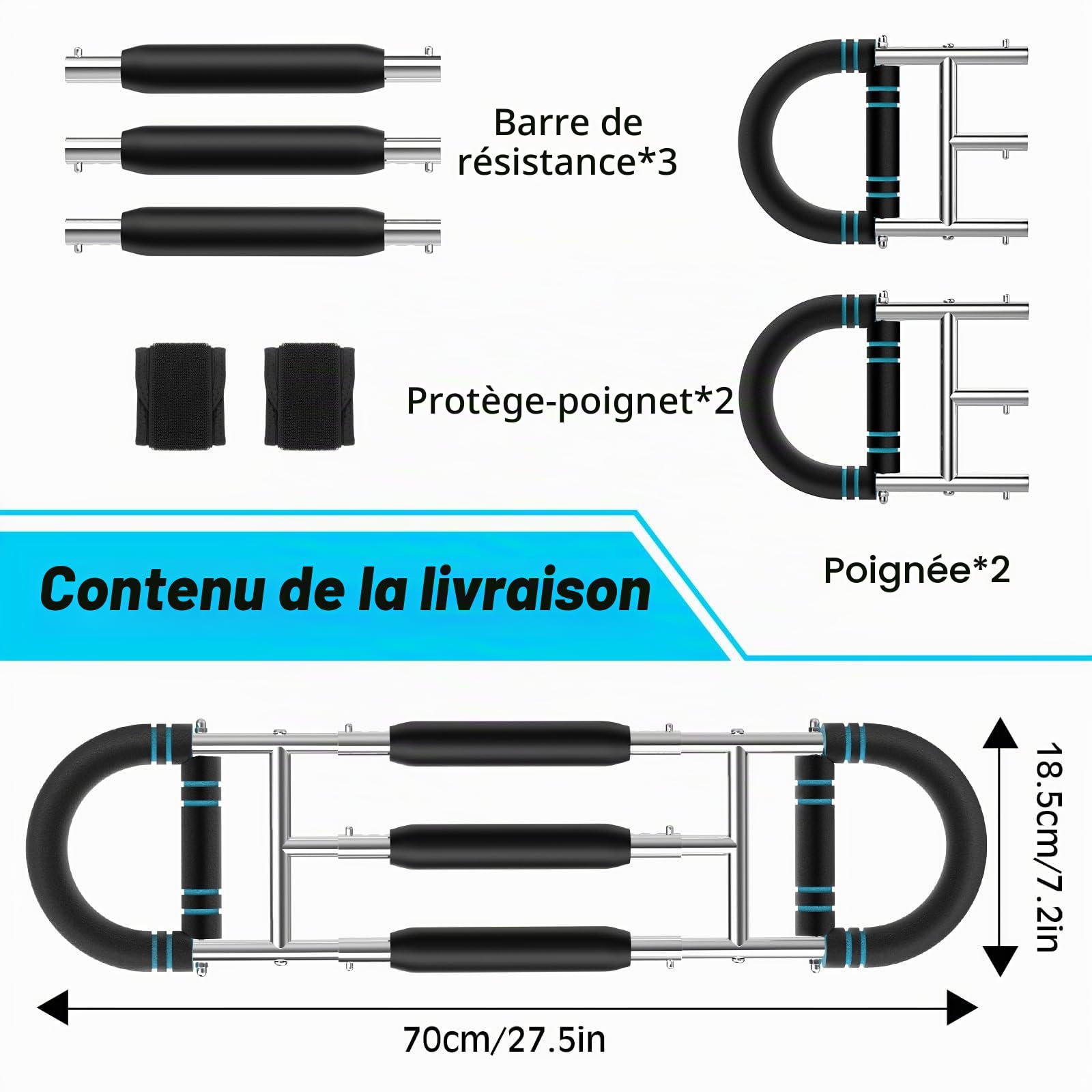 MoKo Entraîneur de Bras Twister, Exerciceur de Bras Réglables 60-170 Livres, Équipement D'entraînement Pectoral pour Développer la Musculature, Appareil D'entraînement des Bras avec Protège-Poignets
