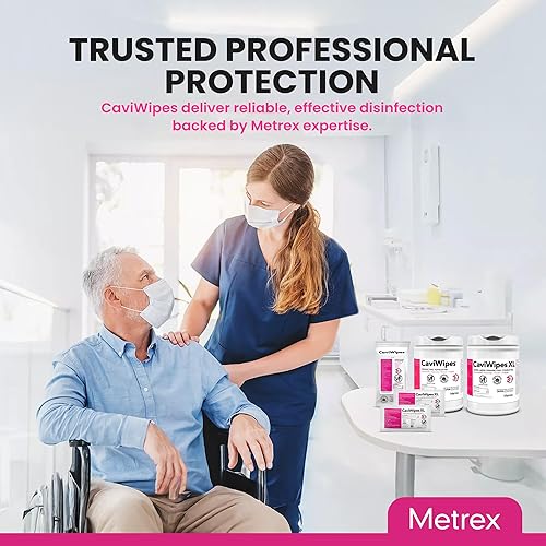 Miniatura 7 de Metrex CaviWipes - Toallitas desinfectantes no tejidas duraderas para superficies duras y no porosas en atención médica y laboratorio, pre-saturadas