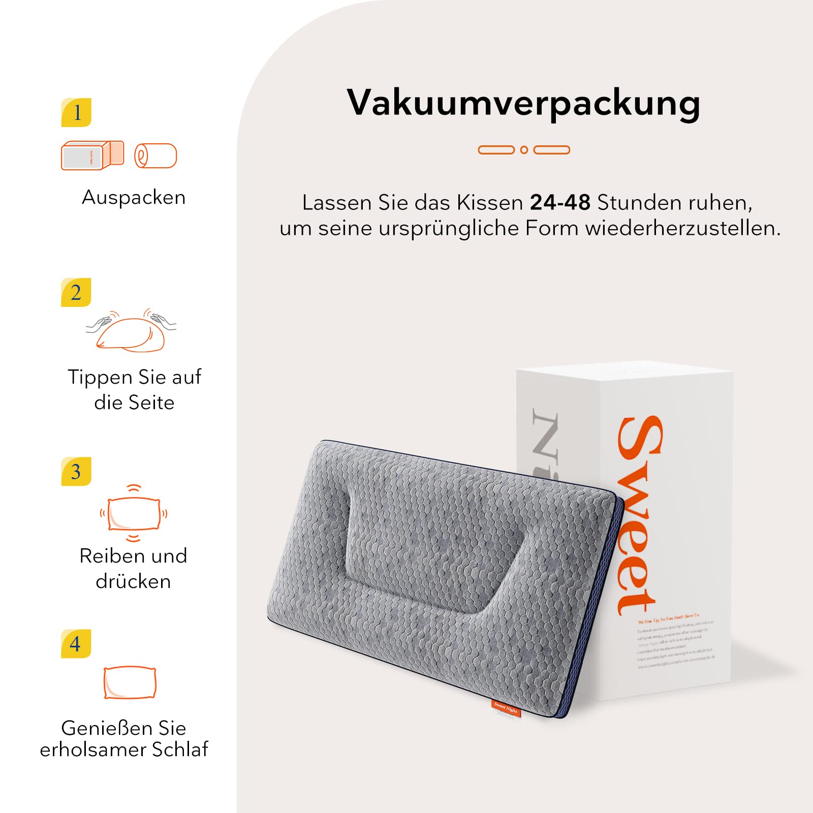 Sweetnight Kopfkissen 40x75 2er Set Polyester Füllung Atmungsaktiv Schlafkissen