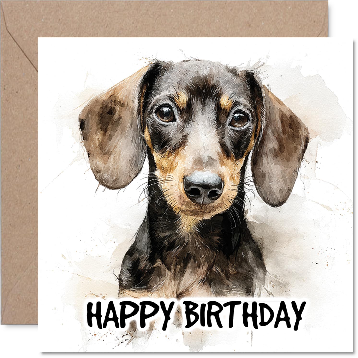 Smooth-Haired Dachshund Birthday Card for Men Women - Dog Breeds - Happy Birthday Card for Daughter Brother Sister Auntie, 145mm Bday Greeting Cards