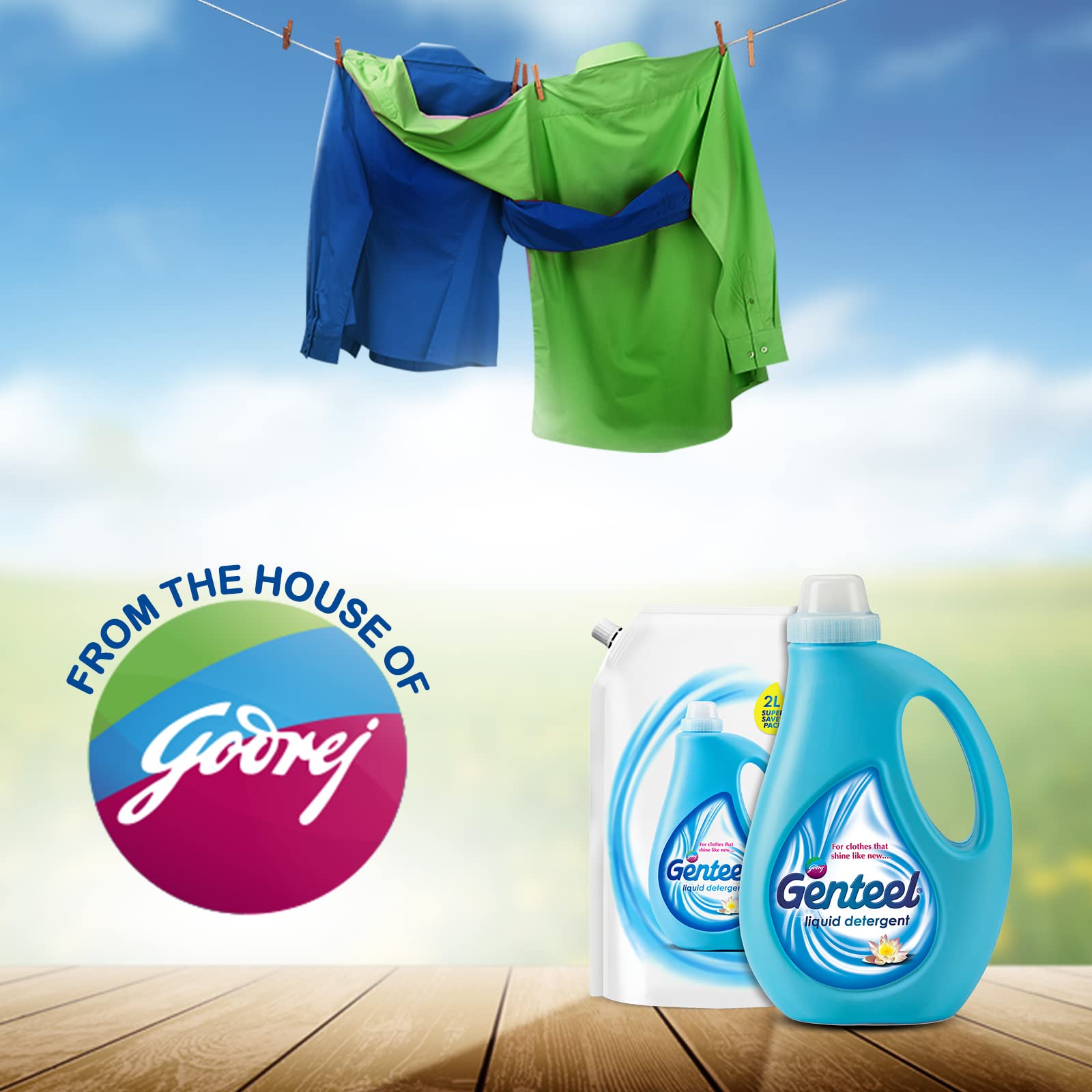 Genteel Liquid Detergent for Bucket & Machine Wash, No Soda Formula