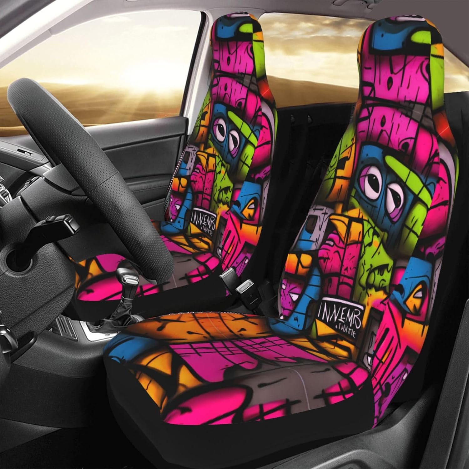 Universal Abstract Expression face Printed car seat Covers are Suitable for Most Seats in Trucks, Vans, and Other Similar Vehicles.