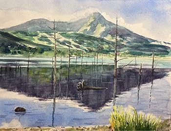 「woman,pink」水彩画 原画 B5 woman,pink」水彩画 原画 B5