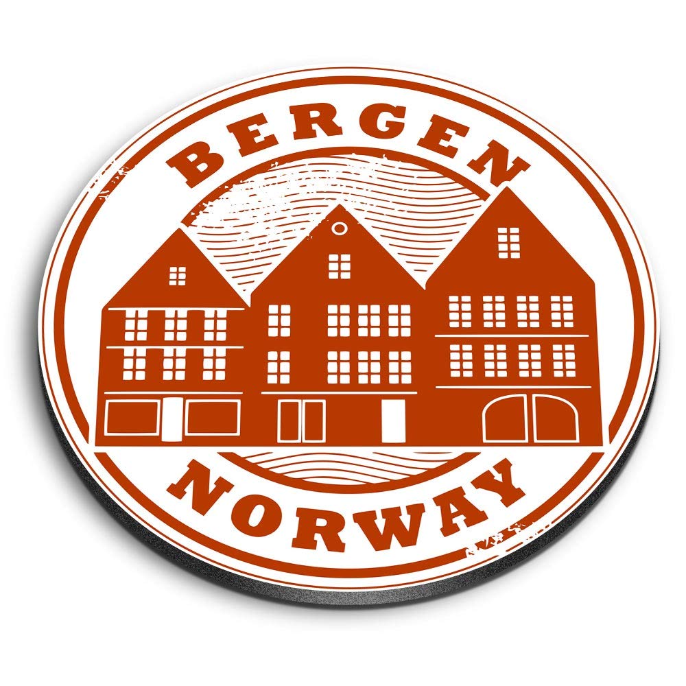 1 x Round MDF Magnet - Bergen Norway Houses Travel 4256