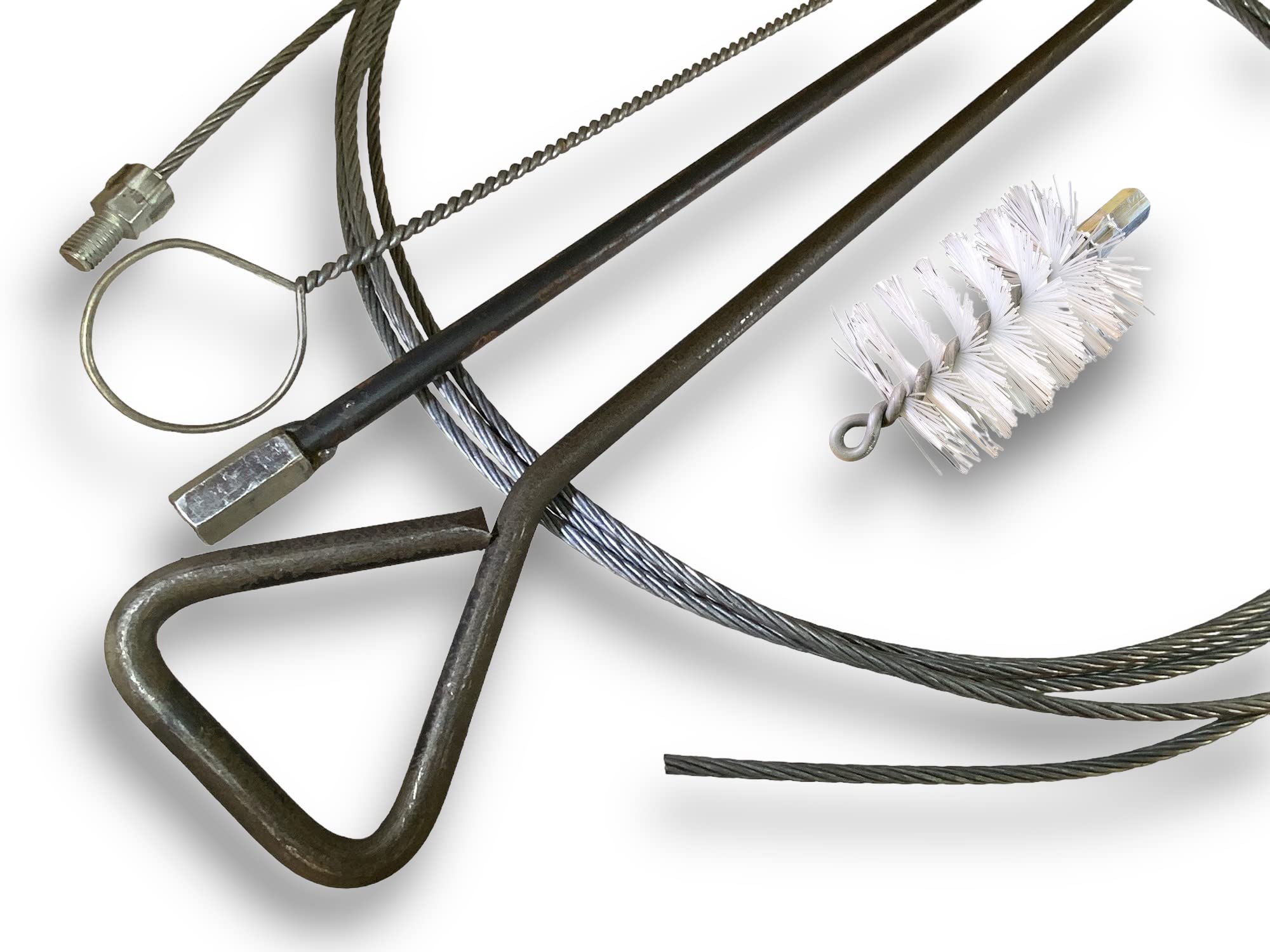 Zestaw szczotek do rur PRO NYLON Ø 80 mm | 1 drążek sztywny 100 cm + przedłużacz 100 cm + 1 elastyczny pręt 80 cm + 1 fretka kablowa 7 metrów | Złączka M12*175 | Szczotka do czyszczenia rur | Kibros