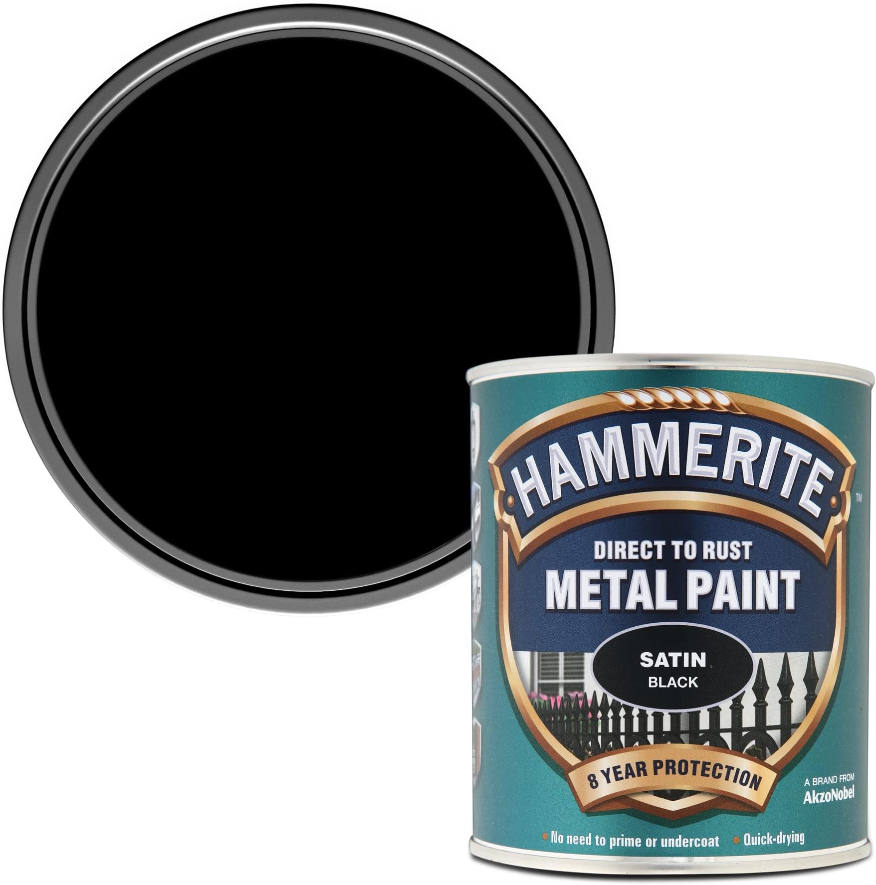 Satin Metal Paint, Black, 750 ml (Pack of 1)