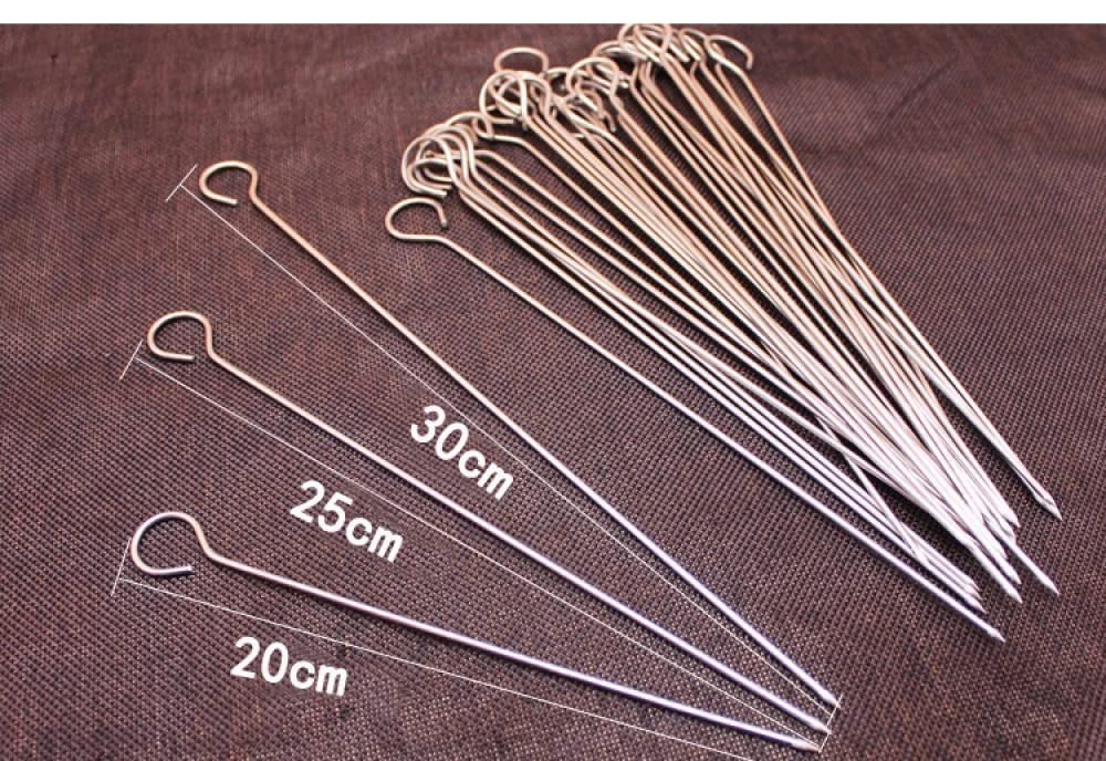 SePkus 50 pz Strumenti di Campeggio Esterna Picnic Rotondo Arrosto Spiedini Ago Bastone in Acciaio Inox BBQ Barbecue Spiedini Utensili da Cucina