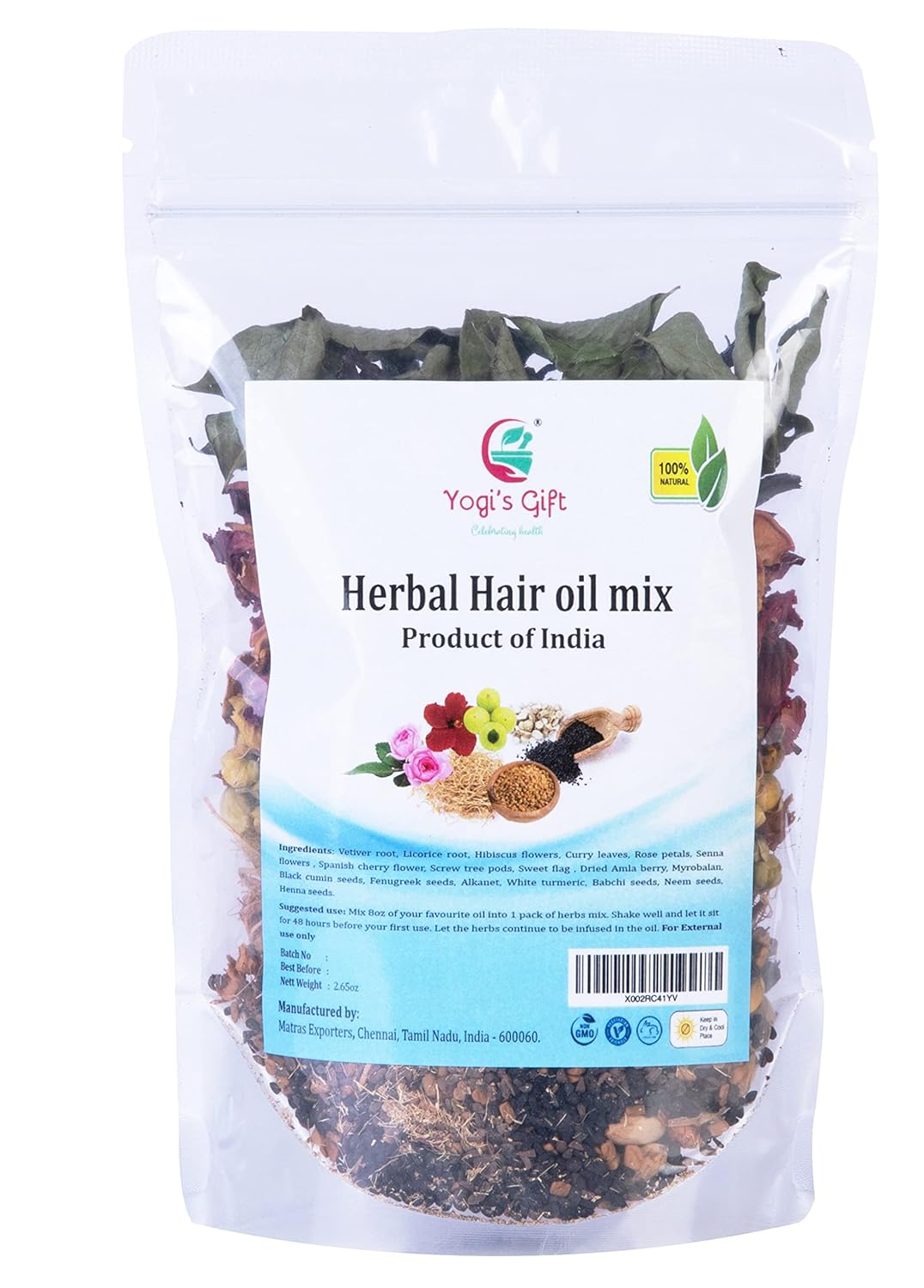 HERBAL HAIR OIL MIX Ayurvedic 18 Essential Raw Herbs for