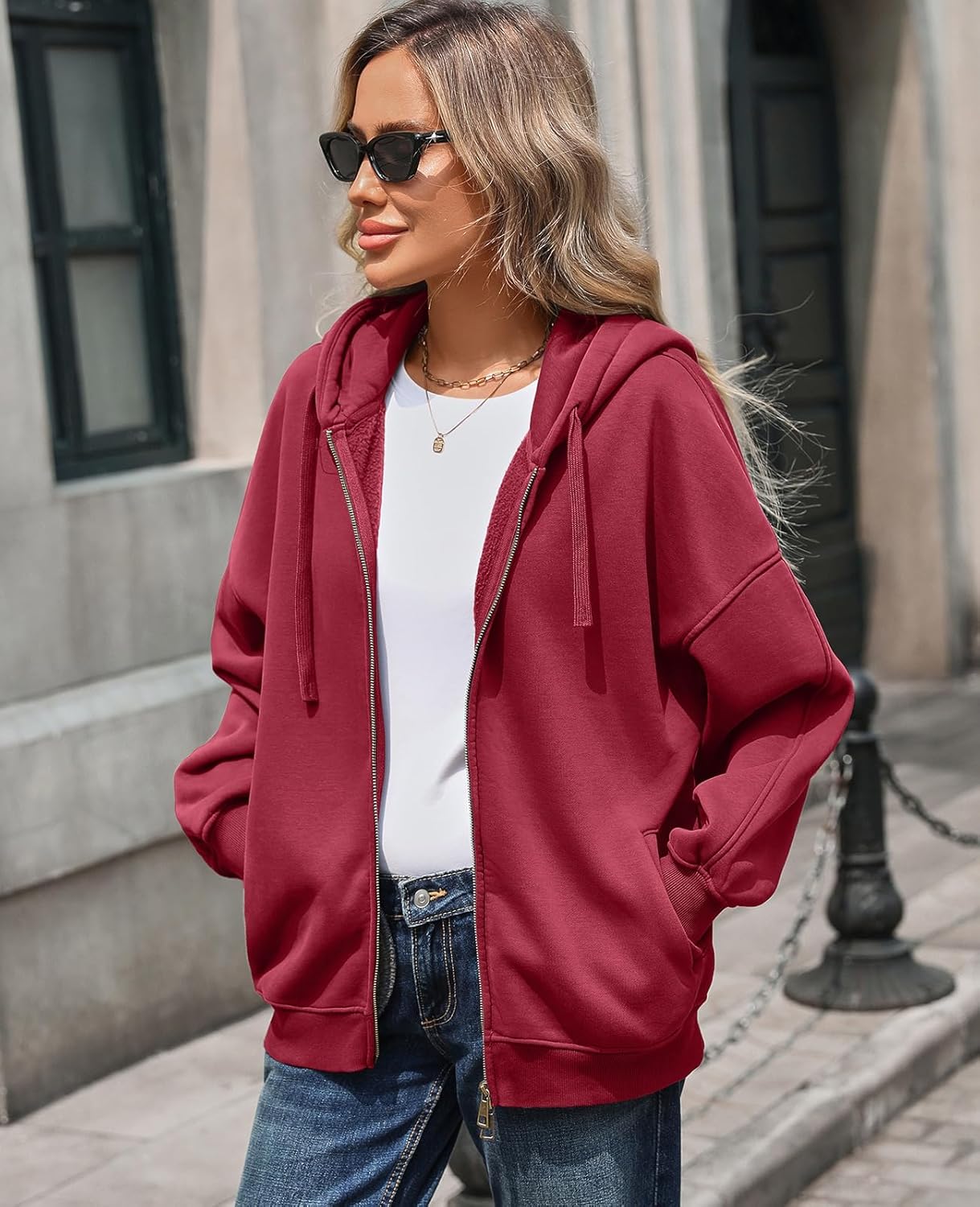 Vidifid Oversized Zip Up Hoodies for Women Acid Wash Sweatshirts Fall Winter Y2k Clothes Jackets Vintage Streetwear - Image 2