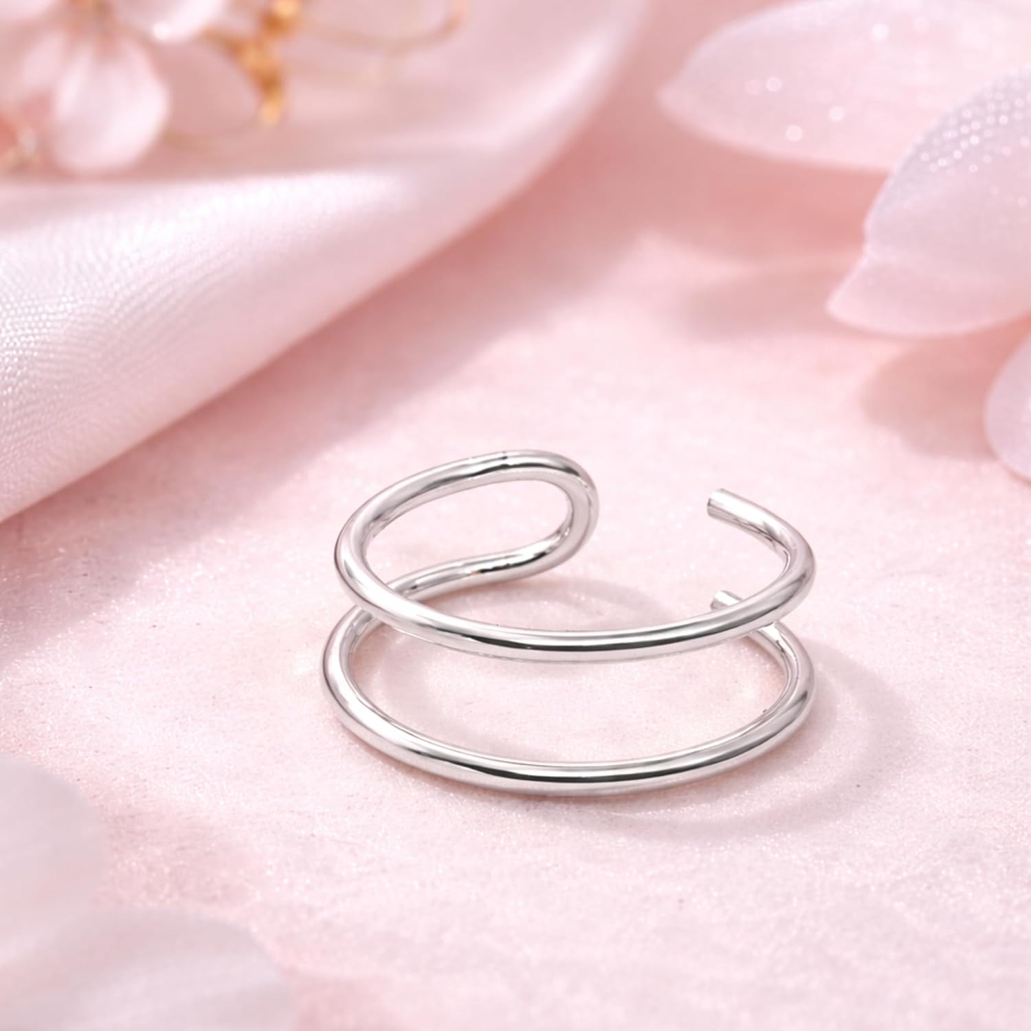 Fake Lip Ring No Piercing, Double Lip Cuff Clip On Faux Lip Piercing, Gold Filled Rose Gold Filled or Sterling Silver Lip Jewelry, Delicate Minimal Lip Ring, 8-13 mm