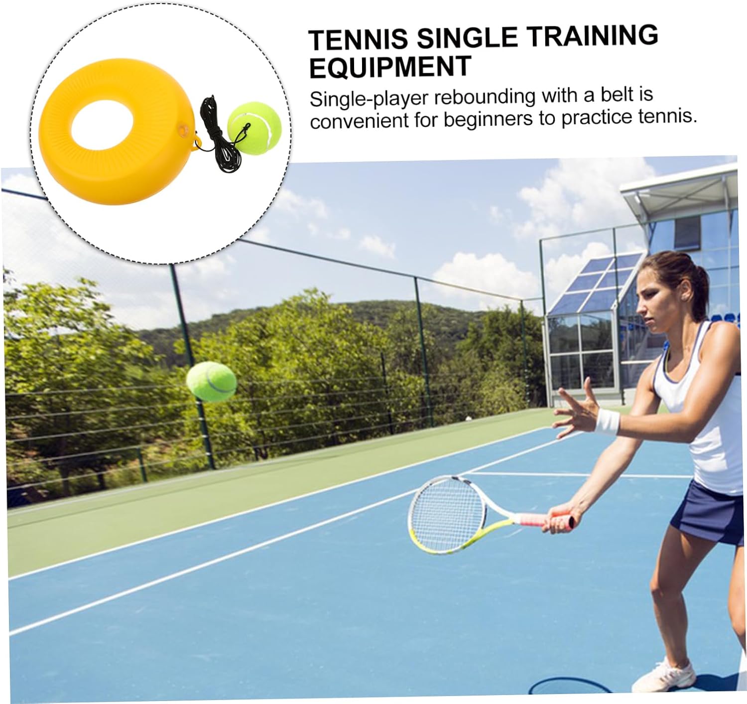 VICASKY 1 Set Tennis Training with Rebound Ball Durable Self Study Equipment for Beginners Compact Design for Outdoor Practice Improves Skills Reaction for Individual Use