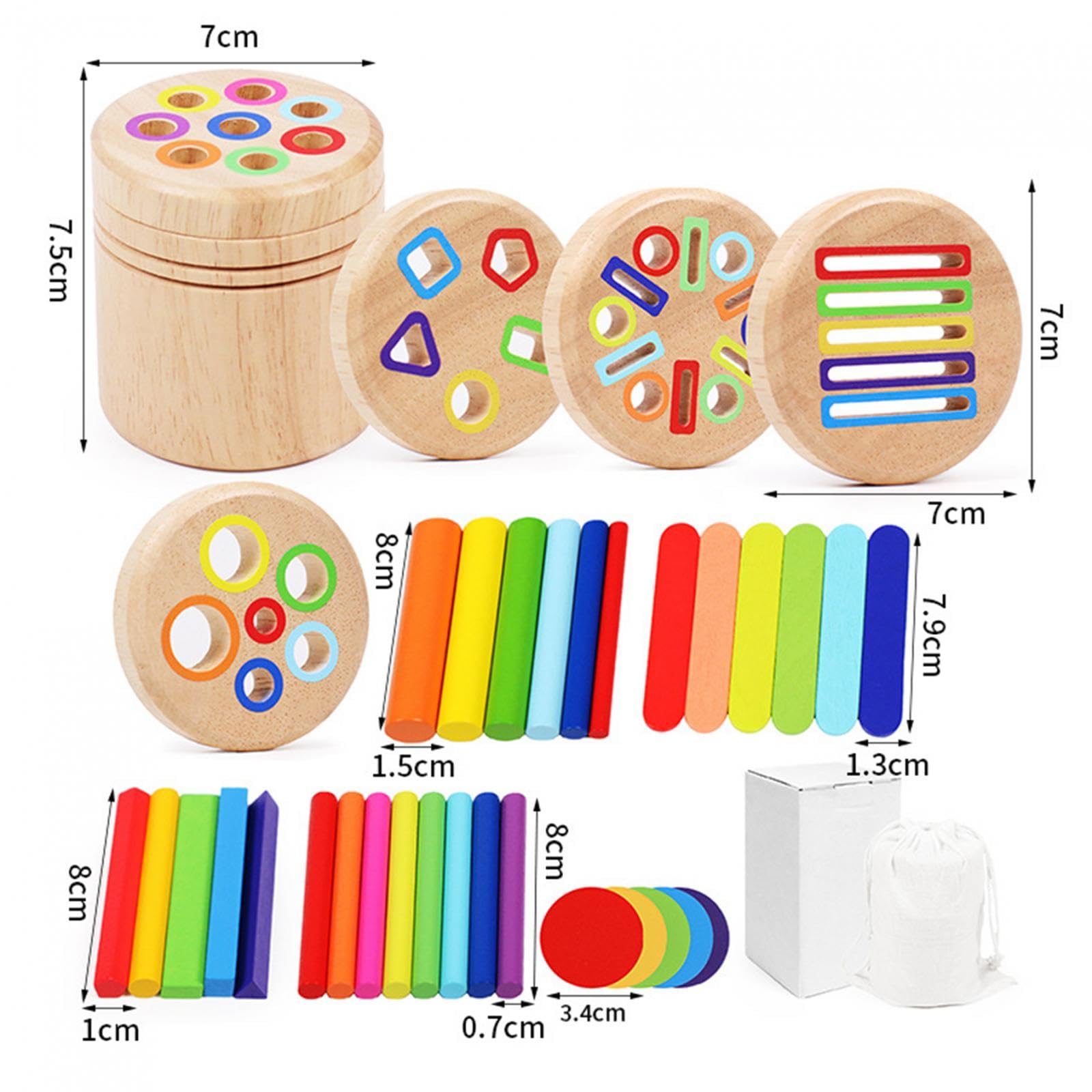 Sharplace Juego de Cilindros, Juguetes de Motricidad Fina para Clasificación de Colores para Niñas de 1, 2 Y 3 años, 5 in 1