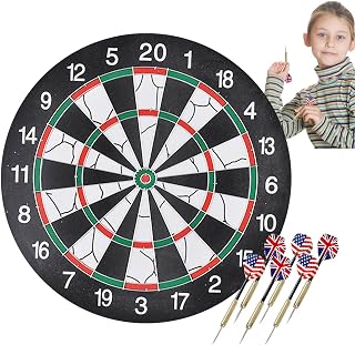 Dart Practice Board Brinquedos,Brinquedo de placa de dardo profissional de dupla face com dardos de ponta de aço - Placa de dardo profissional com ponta de aço, dupla face para jogos de festa, Bairong