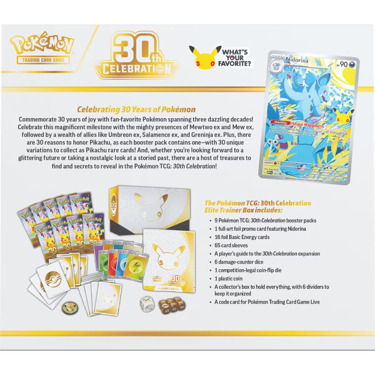 Amazon.com: Pokémon TCG: 30th Celebration Elite Trainer Box (1