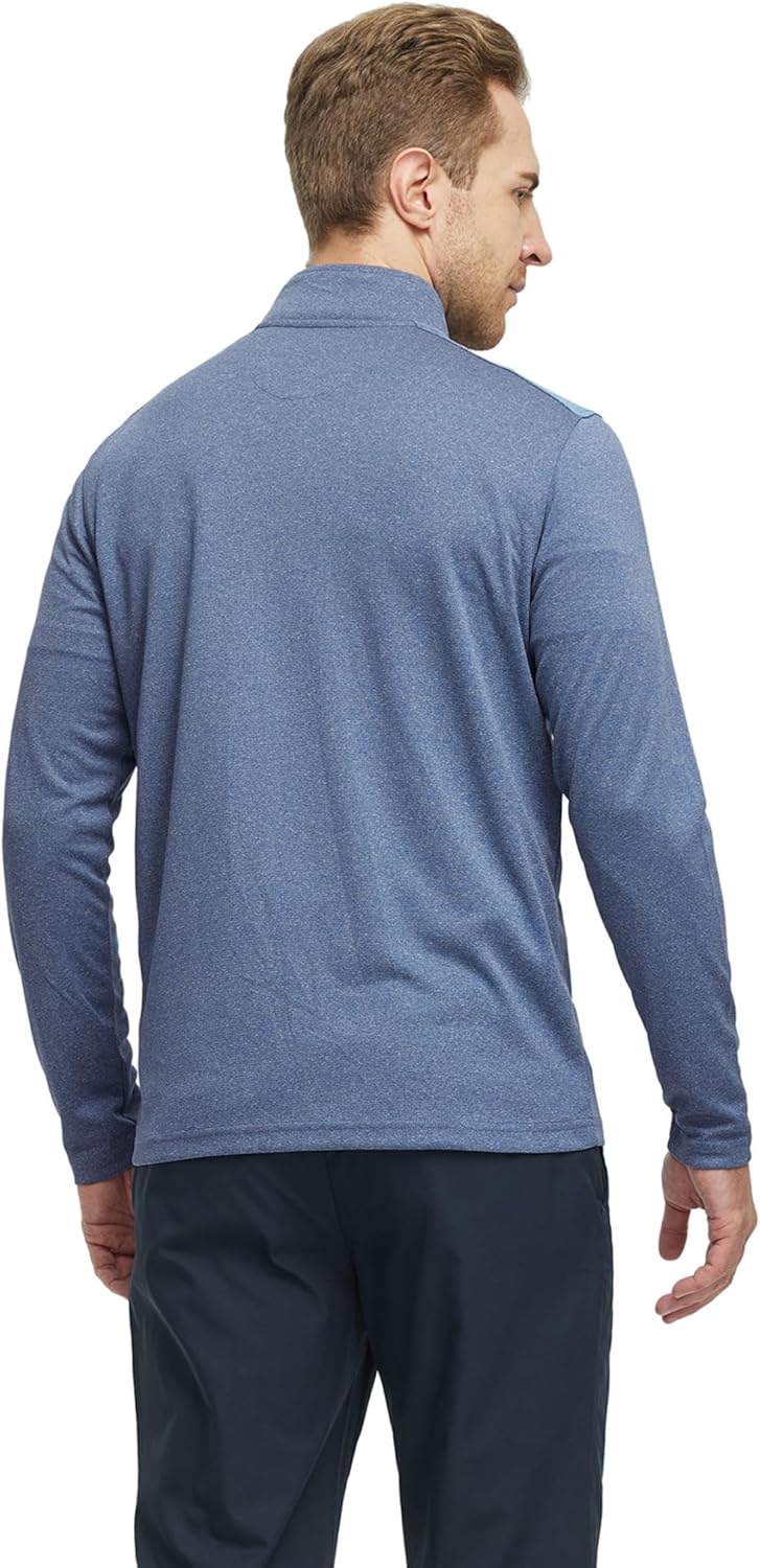 MICHEL ROUEN Quarter Zip Pullover Men Long Sleeve Dry Fit Moisture Wicking 1/4 Zip Pullover Mens Mock Neck Heather Sweatshirt - Image 4