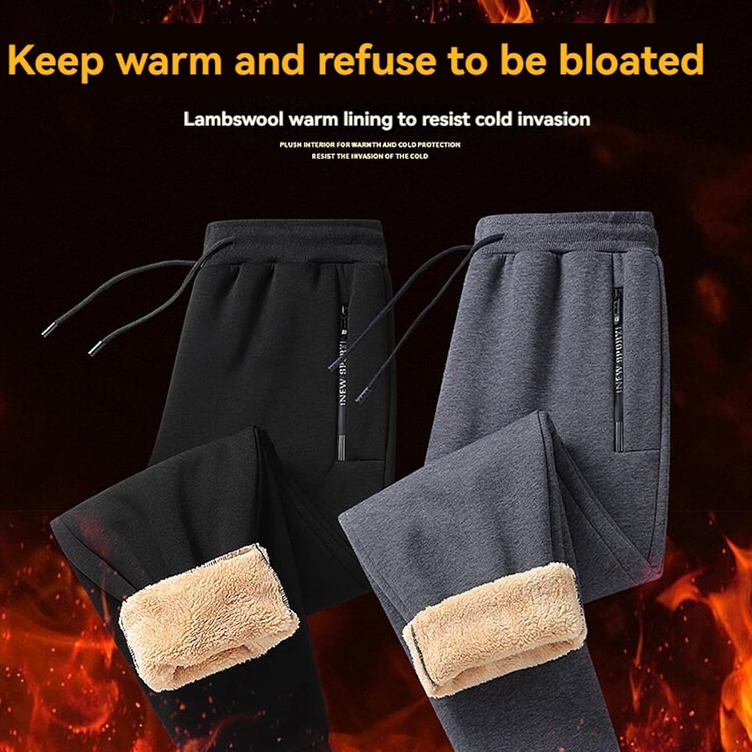 Fleece Lined Sweatpants for Men Women Warm Workout Pants Winter Hiking Sweatpants Sherpa Lined Pants for Cold Weather - Image 5