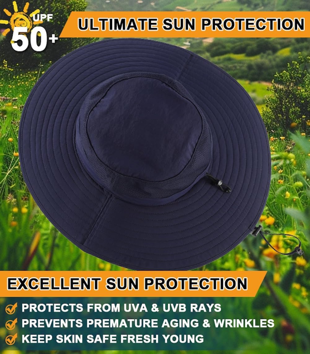 Home Prefer UPF50+ Mens Sun Hat Wide Brim Fishing Hat Foldable Large Brim UV Protection Sun Hat for Men Women Beach Gardening - Image 5