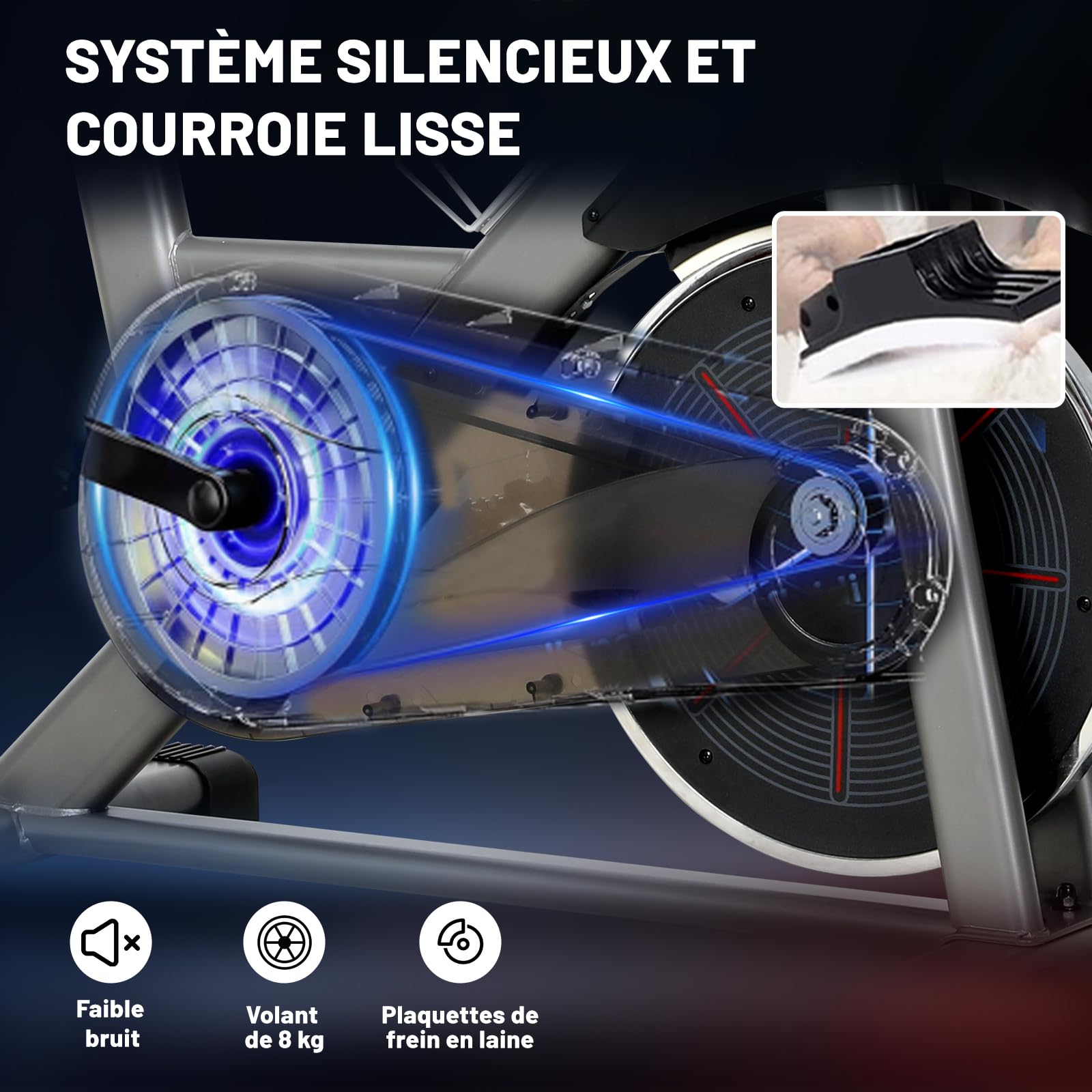 Vélo d'Appartement avec Résistance Ajustable et Silencieuse, Volant d'Inertie 8KG, Vélo d Appartement d'Entraînement Professionnel Écran LED, Impulsion, Velo Appartement avec Selle Réglable