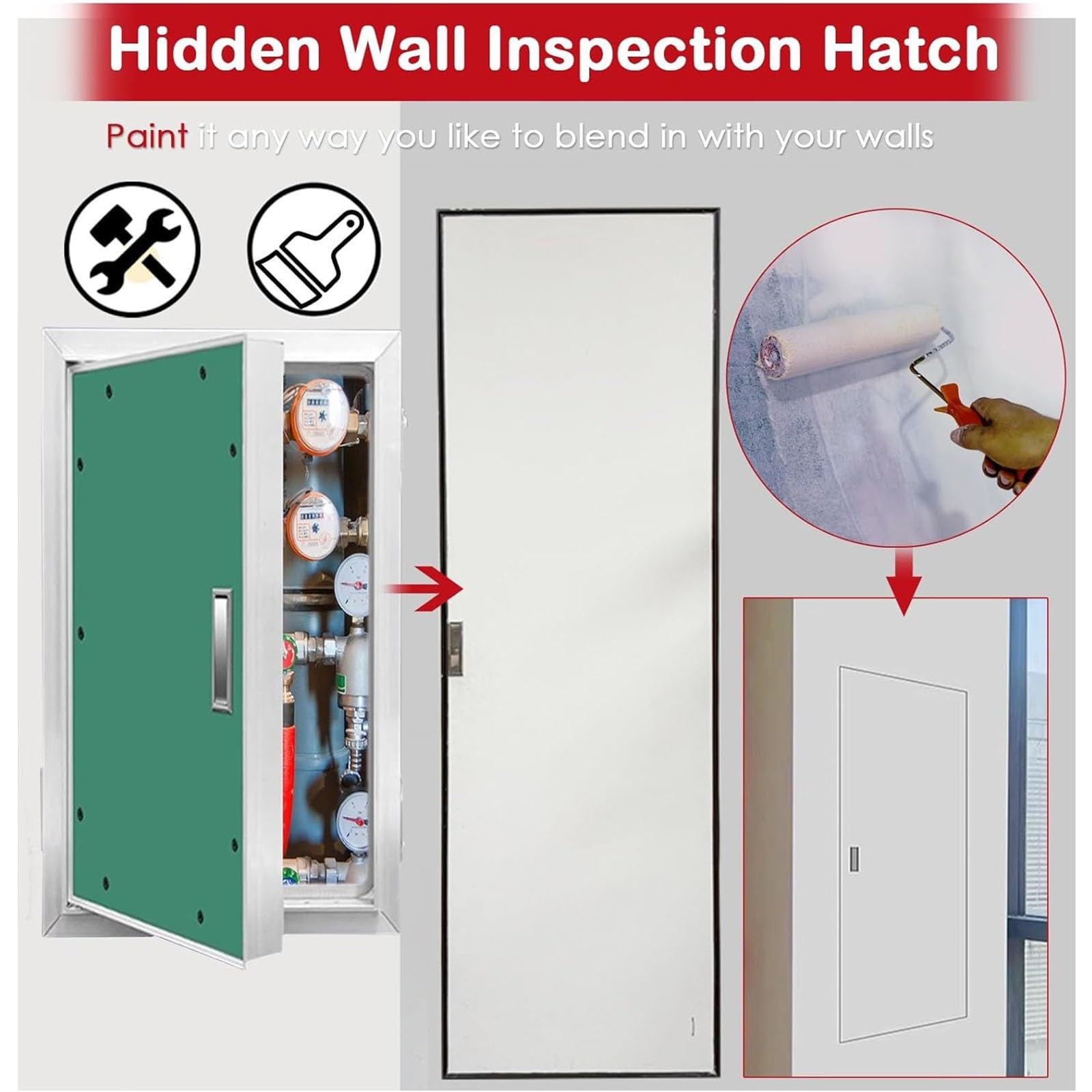 Trampilla de Acceso pintable para Paneles de Yeso - Panel de Acceso para Placas de Yeso de 40 x 66 cm, Puerta de inspección contra Incendios y Kit de Mantenimiento de plomería, fácil instala