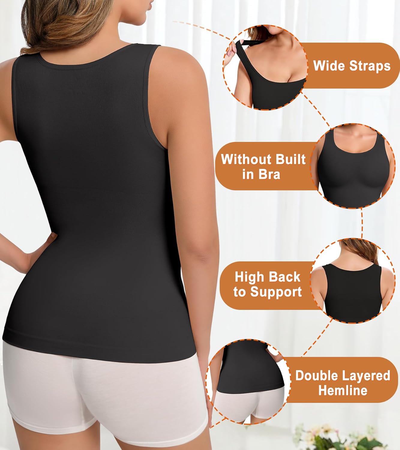 Shapewear Tank Tops for Women Tummy Control Camisole Compression Tanks Top Cami Slimming Body Shaper - Image 5