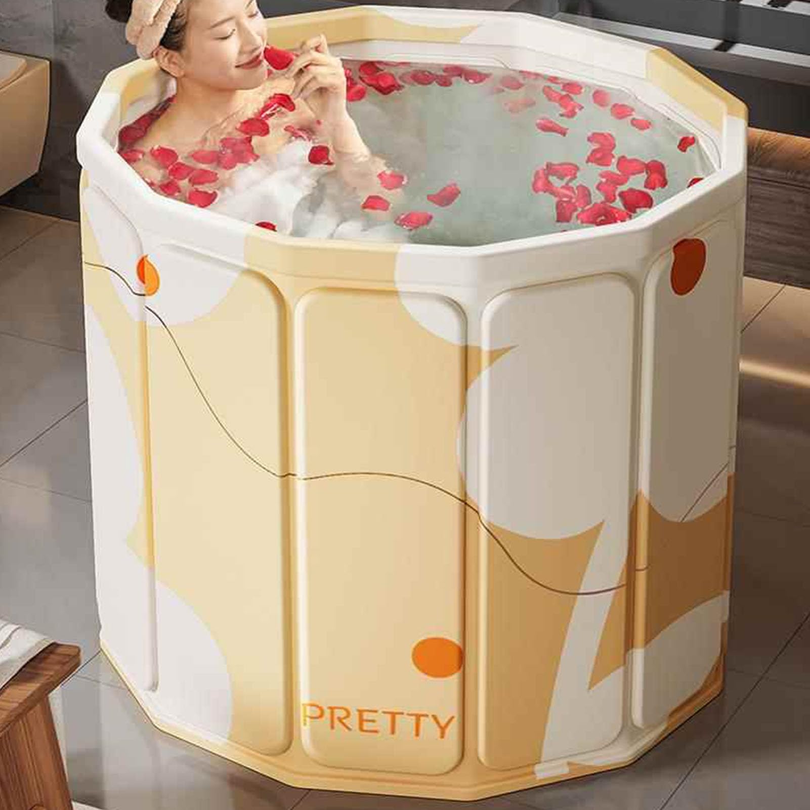 Tragbare Faltbadewanne für Erwachsene Langlebig Platzsparend Dick und wasserdicht Einzigartiges Heiß- und Eisbad-Erlebnis (70cm,Black)