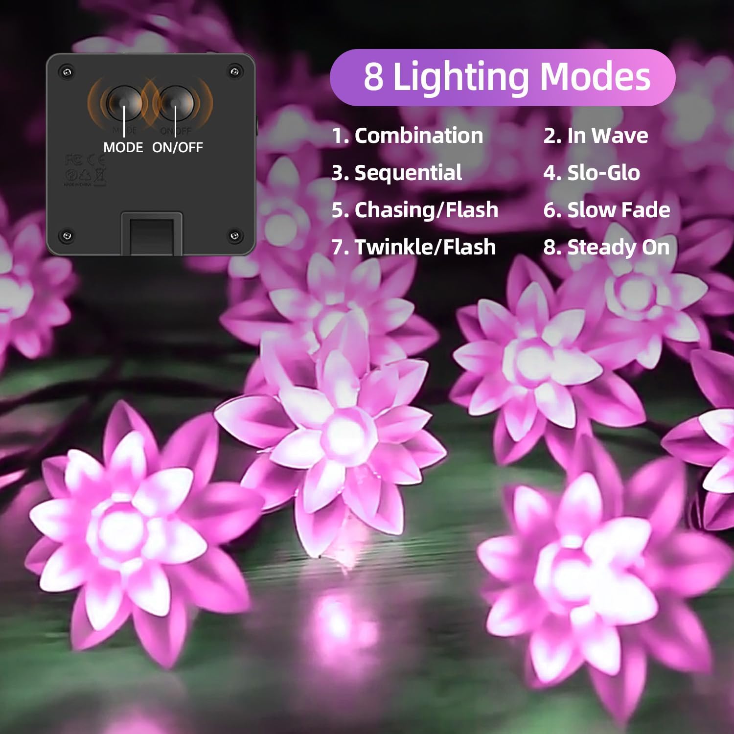 ITICdecor Solar String Lights Outdoor Waterproof 50 LED Flower image 2
