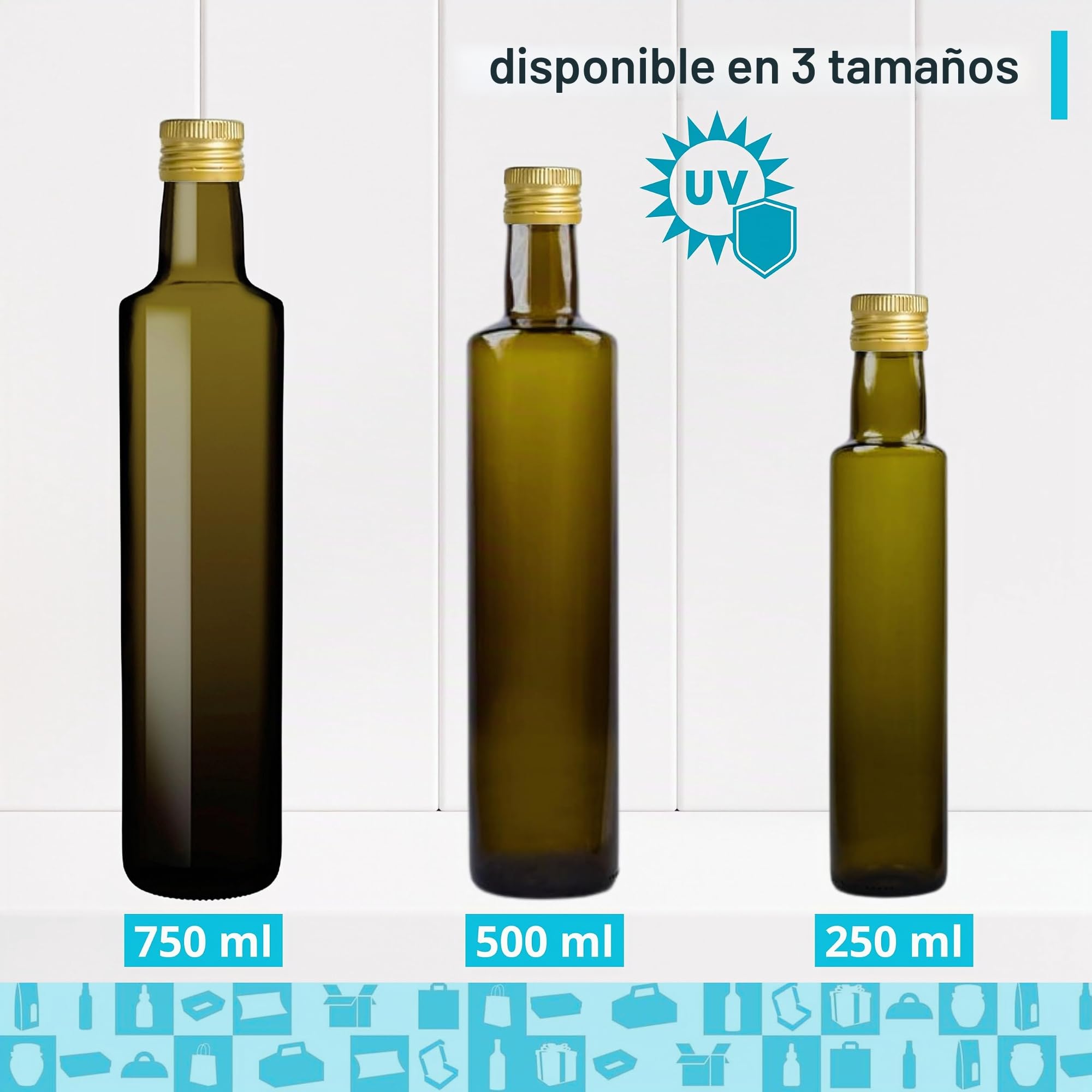 Espirito Rebelde Pack 20 Botellas de Cristal Oscuro 500 ml Línea Lotus con Tapas Metálicas – Aceite, Vinagre, Licores y Zumos | Botella Reutilizable