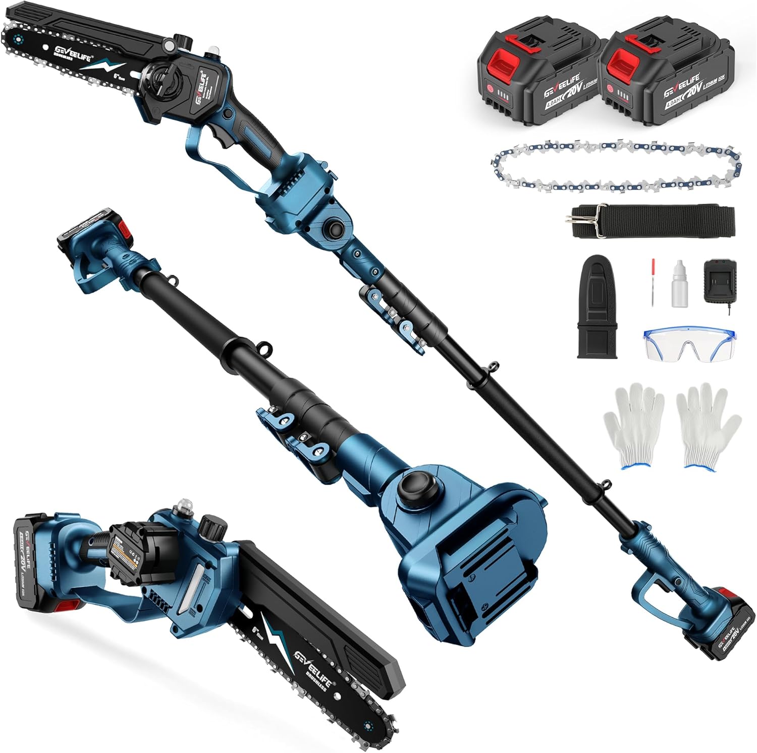 GEVEELIFE 2-in-1 Electric Pole Saw