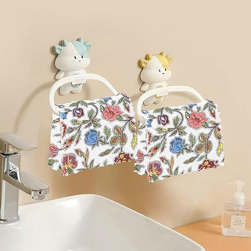 Miniatura 6 de Toallas de cocina de microfibra con estampado de cachemira india étnica, de secado rápido, paquete de 6 trapos para baño, café