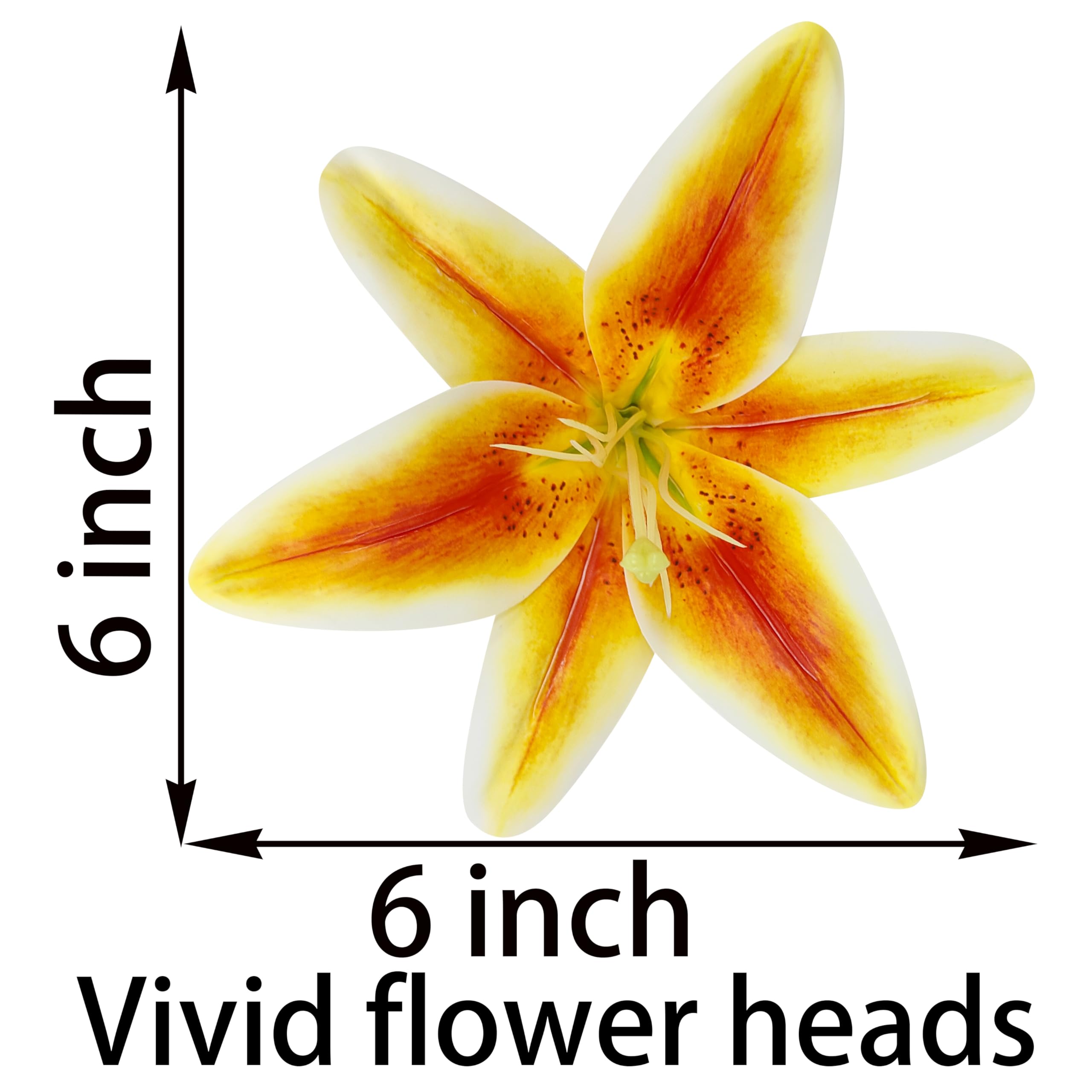 Künstliche Orangenlilien, künstliche Lilien, 50,8 cm, Tigerlilienzweig mit 2 vollen Blüten, künstliche Lilien für Hochzeitsstrauß, Zuhause, Party, Innenbereich, Blumenarrangements (10, orange)