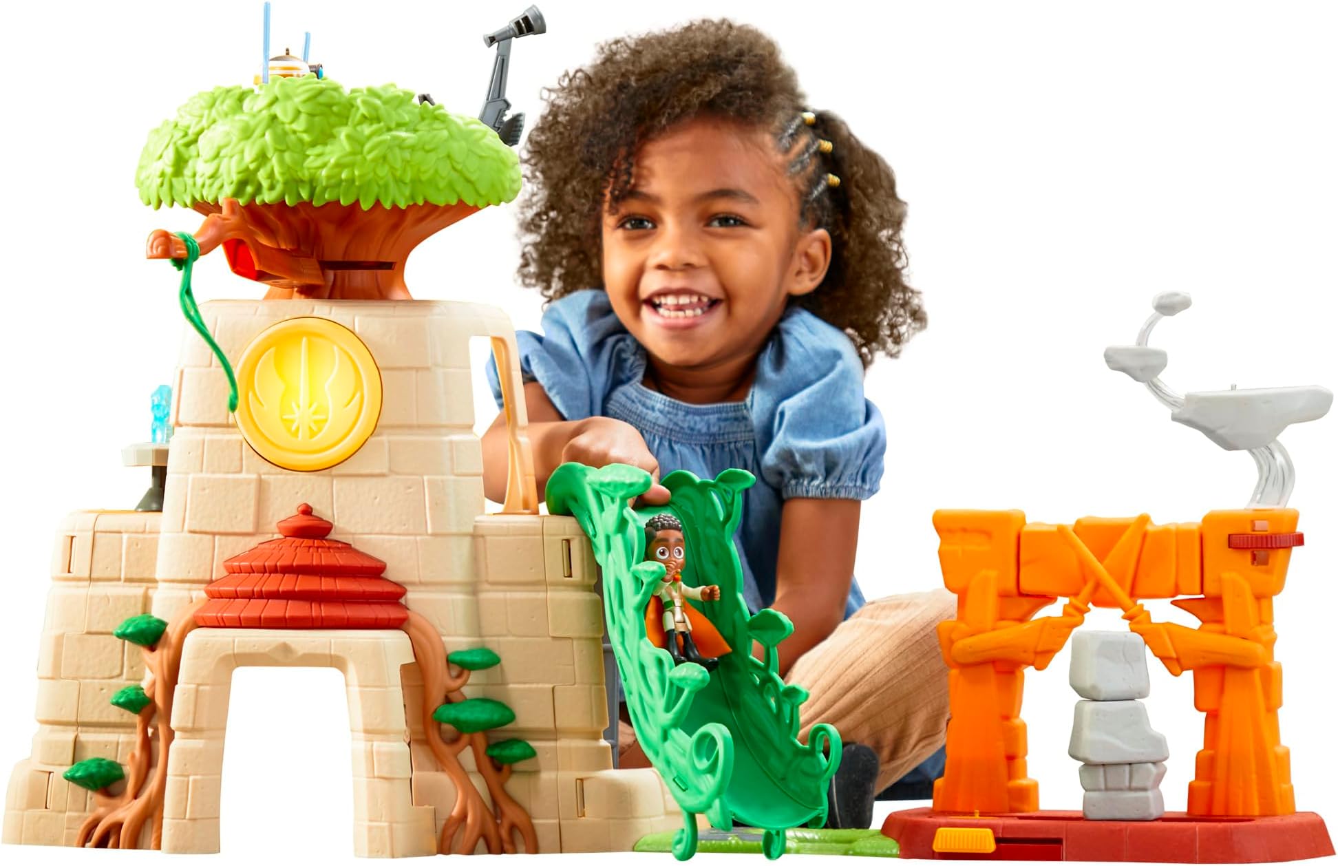 Star WarsYoung Jedi Adventures Tenoo Jedi Temple, 20-Inch-Tall Playset with Lights & Sounds, 2 Action Figures, Preschool Toys for 3 Year Old Boys & Girls & Up